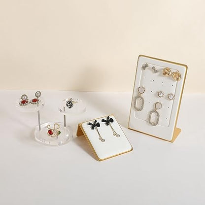 Velvet earring display stands for selling, White earring holder, Gold Jewelry studs organizer【White】 - color: White