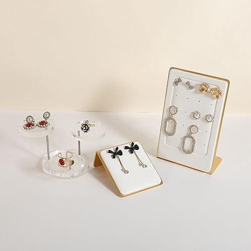 Velvet earring display stands for selling, White earring holder, Gold Jewelry studs organizer【White】 - color: White