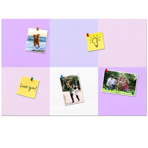 Square Felt Cork Bulletin Board Tiles, Self Adhesive DIY Felt Pin Board for Wall 30" x 20" with 35 Pushpins for Office School Home Wall Decor Stickers Memos Photos Display (Purple+Pink) - color: C- Purple & Pink, size: Square