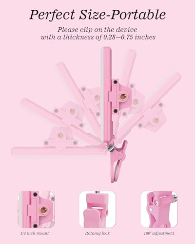 60 LED Portable Selfie Light Video Conference Lighting with Clip & Camera Tripod Adapter Rechargeable 2000mAh CRI 97+, 3 Light Modes for Phone iPhone Webcam Laptop Photo Makeup (Pastel Pink)