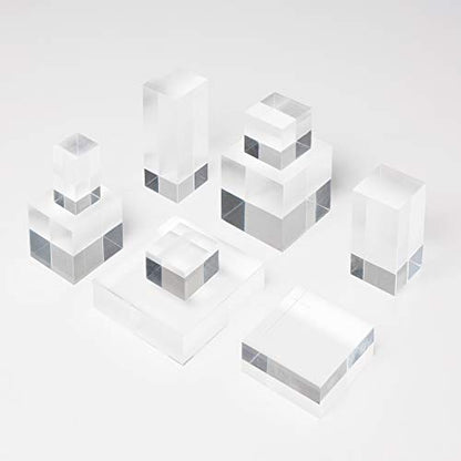 Clear Polished Acrylic Cube Display Stand - Acrylic Square Jewelry Showcase Holder (2" x 2" x 4") - size: 2" x 2" x 4"