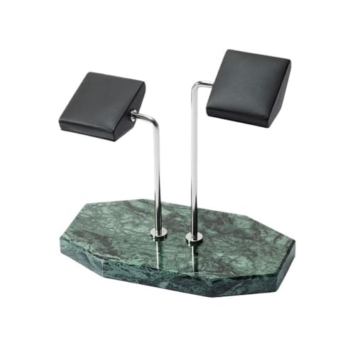 Jewelry Towers Light Luxury Marble Double Position Watch Organizer Stainless Steel Watch Display Props Creative Watch Tray Jewellery Stand Display(Green) - color: Green