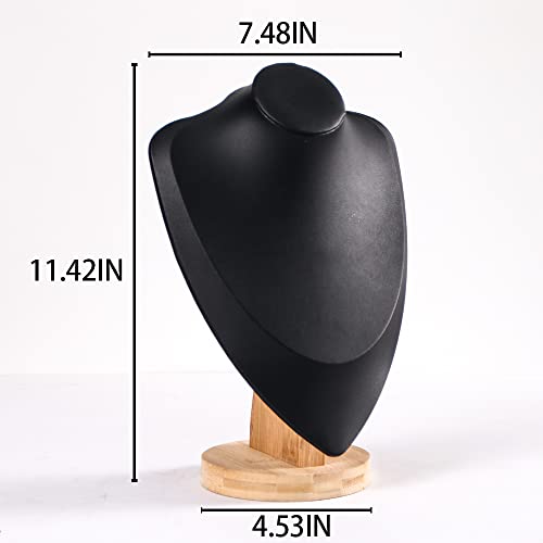 Coward 3D PU Leather Necklace Display Bamboo Chain Jewelry Model Bust Stand (black pu, 11.4") - color: Black PU, size: 11.4" Hight