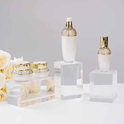 Clear Polished Acrylic Cube Photo Props, Edge Polished Display Blocks Display Base Display Riser, Solid Pedestal for Collectibles Figures Cosmetics, 3.1x3.1x1-2-3-4-5-6Inch