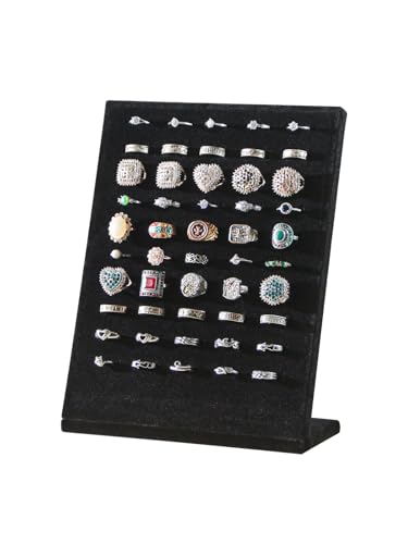 Ring Board Display Stand,Velvet Jewelry Earring Organizer Holder for Selling,Vendors Storage Tray for Multiple Rings (Black) - color: Black