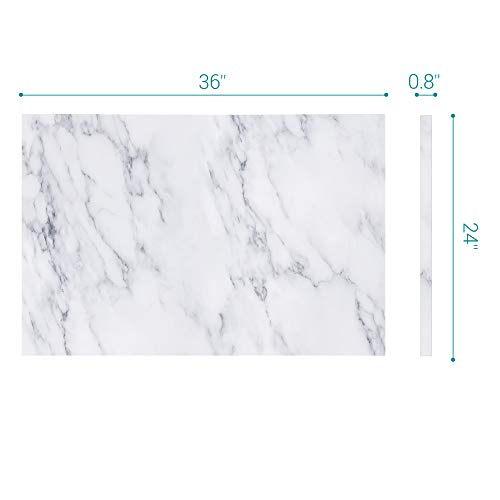 Navaris Magnetic Dry Erase Board - 24 x 36 inches Decorative White Board for Wall with Printed Design, Includes 5 Magnets and Marker - White Marble - style: White Marble