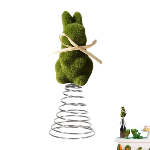 Easter Tree Topper Bunny,Spring Moss Seasonal Rabbit Decoration - Spring Bunny Topper,for Home Farmhouse Porch Mantel Cabinet Centerpiece Party Gathering Basket Celebration - color: Green
