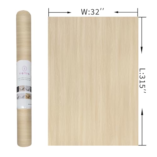 32x315inch Extra Wide Light Brown Wood Grain Wallpaper Peel and Stick Beige Oak Texture Contact Paper Air Guide Slot Design Matte Thick Self-Adhesive Waterproof Furniture Sticker Wood Grain Vinyl Wrap - color: Light Brown, size: 32" x 315"
