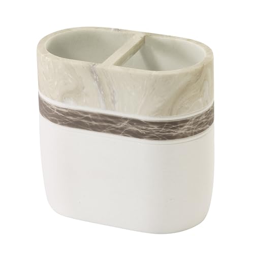 Izod – Toothbrush Holder, Hand-Painted Resin with Marble Detail, Modern Home Decor – Perfect for Organizing Bathroom Essentials (Tidal) - size: Toothbrush Holder