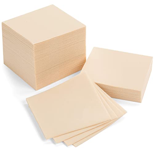 AMERICAN HOMESTEAD Ivory Cocktail Napkins - Premium 4.75"x4.75" Disposable Linen-Like Beverage Napkins - Bulk Square Party Bar Serviettes for Weddings, Parties, Events, and Everyday Use - 100 Count - color: Ivory, size: 4.75 x 4.75