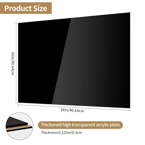 Lesnlok 16 x 16 Black Acrylic Sheet 1/8 inch Thick 3mm 2 Pieces Black Plexiglass Sheet,for Sign,Craft,Painting,Laser Cutting,DIY Display Projects… - size: 16 x 16 x 1/8