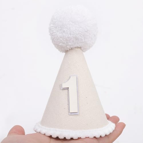 Boho First Birthday Hat-Natural 1st Birthday Boho Decorations,One Birthday Costume Headwear,Cake Smash Photo Prop - color: White