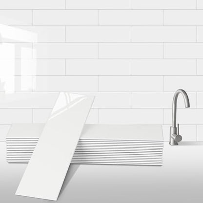 24-Pieces Peel and Stick Tiles for Kitchen Backsplash, New Upgrade Design 12" x 3"SPC Subway Backsplash Tiles, Cream White Premium Finger Tiles (Beige). - color: Beige, size: 10 Sheet