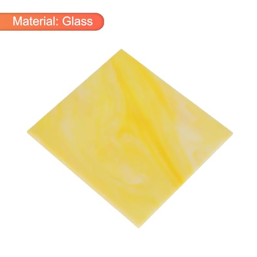 MECCANIXITY Stained Glass Sheet Mosaic Tile 3.9 Inch x 3.9 Inch Light Yellow Stained Glass Sheets for Crafts DIY, Art Project - color: Light Yellow