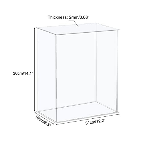 MECCANIXITY Acrylic Display Case Plastic Box Cube Storage Box Clear Assemble Showcase 12.2x6.3x14.1 Inch for Collectibles - size: 12.2x6.3x14.1 Inch