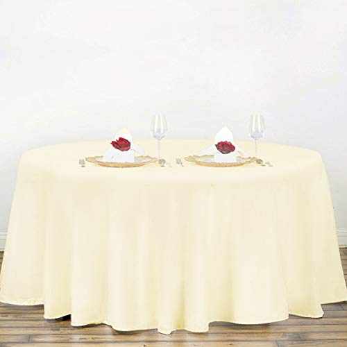 Surmente Ivory Tablecloth for Round Tables, 90-inch Round Table Cloths for Weddings, Banquets, or Restaurants - color: Ivory, size: 90" (Round)