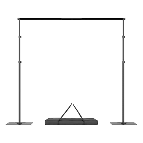 Hecis 8.5x10ft Backdrop Stand, Adjustable Photography Background Frame, Heavy Duty Pipe and Drape Kit Photo Support Poles for Wedding, Party, Birthday, Festival, Vide, Studio