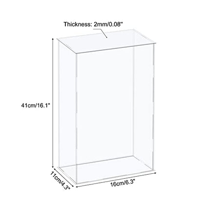 MECCANIXITY Acrylic Display Case Plastic Box Cube Storage Box Clear Assemble Showcase 6.3x4.3x16.1 Inch for Collectibles - size: 6.3x4.3x16.1 Inch