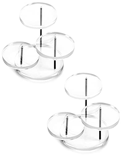 QWORK Round Acrylic Products Display Riser Stands, 3 Tier Jewelry Display Stands for Rings Earrings,Mini Figurines, Clear, 2 Pack - color: Clear, size: 3 Tier, 2 Pack