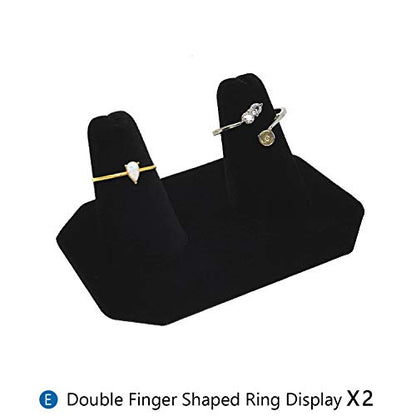 MOOCA 11 Pcs Black Velvet Jewelry Displays Set, Earring Holder, Necklace Display, Bracelet Set - color: Style 1, Black Velvet, 11 Piece