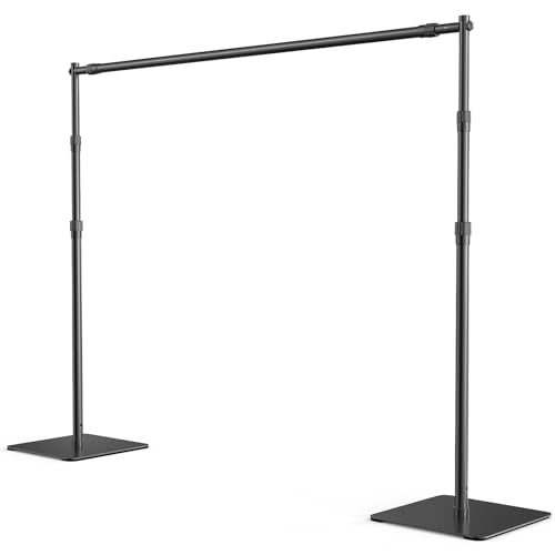 ShowMaven Backdrop Stand, 8x10 ft Adjustable Photo Backdrop Stand Kit, Heavy Duty Background Stand with Steel Base for Photography, Baby Shower, Birthday Parties, Wedding - color: Black