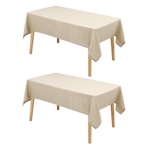 Hiasan 2 Pack Faux Linen Square Tablecloth - Wrinkle and Stain Resistant Washable Table Cloth for Kitchen Dining Room Holiday Table Cover for Party Dinner, Beige, 30 x 30 Inch - color: Beige, size: 30"x30"|2 Pack