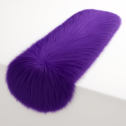 FabricLA Purple Faux Fur Accent Cut 36 x 72 Inches with Rounded Edges for Holiday & Christmas Decor - color: Purple, size: 36"x72" Inch