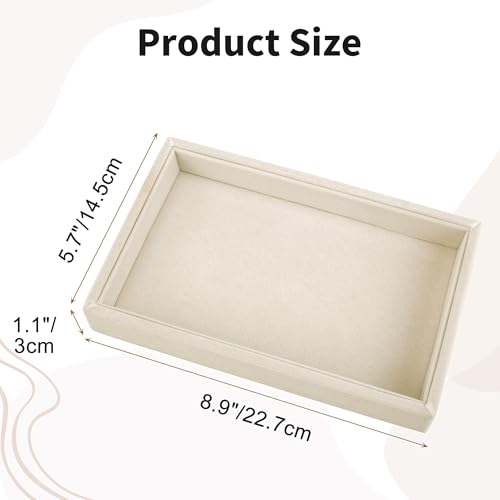 9" x 5.7" Velvet Jewelry Tray Jewelry Display Tray, Stackable Empty Plate Trays for Earrings Necklaces Bracelet Rings Display Showcase - Light Khaki - color: Light Khaki, size: Flat Tray 9"x5.7"
