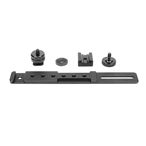 ChromLives 8'' Cold Shoe Extension Bar, Flash Straight Bracket, Camera Dual Mount Flash Bracket Compatible with Nikon Canon Sony Olympus DSLR Camera Camcorder DV - color: Dual camera mount