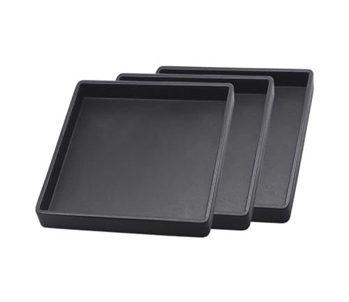 Small Square Tray (5.9 inch) 3 Pack, Durable Black Tray for Desserts & Organization, Lightweight for Coffee, Drinks, Party, Seasoning, Perfume and Display. - color: Black - 3 Tray, size: 5.9" x 5.9" x 0.8"