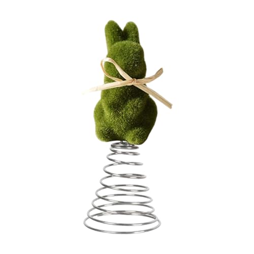 Easter Bunny Tree Topper - Seasonal Spring Flocking Rabbit Decoration | Spring Bunny Topper - for Home Farmhouse Porch Mantel Cabinet Centerpiece Party Gathering Basket Celebration - color: Green