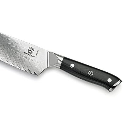 Mercer Culinary M13780 Premium Grade Super Steel, 8-Inch Chef's Knife w/Leaf Pattern Blade, G10 Handle - style: Chef's Knife Leaf Pattern Blade 8 Inch