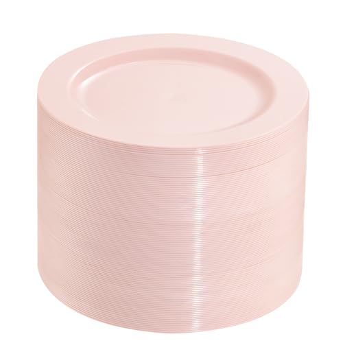bUCLA 100Pieces Pink Plastic Dessert Plates - 6.25 inch Pink Disposable Dessert/Appetizer/Small Cake Plates for Wedding, Party & Mother's Day - color: 6.25Inch-100pcs-Pink