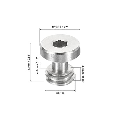 PATIKIL 3/8"-16 Thread 13mm Length Camera Quick Release Screw Tripod Screw, 5 Pack Stainless Steel Hex Slot Screws for DSLR Camera Rig Accessories, Silver - size: 13mm