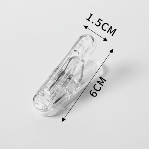 20 Pack Clear Plastic Clips - Multi-Purpose Spring Clamps for Laundry Clothespins, Balloon Arch Decoration, Photo Backdrop, Home Office - 2.4" Transparent Grip Clips