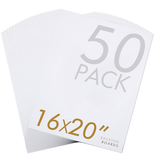 Falling in Art 50 Pack Acid-Free Mat Boards - 16x20 Uncut White Backing Boards, 4 - Ply Thickness Backer Boards for Photos, Pictures, Frames, Artworks and Prints - size: 16*20-50 Pack