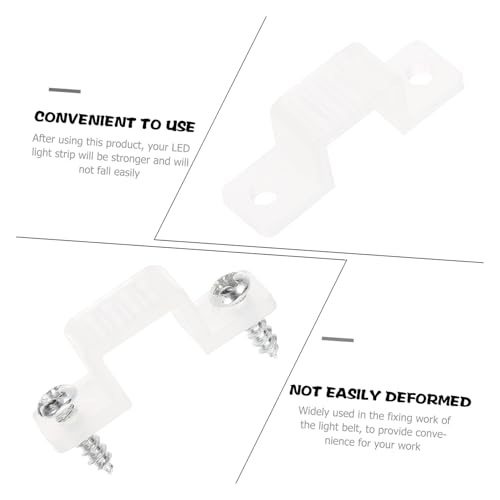 SHERCHPRY 100pcs 10mm Silicone LED Light Strip Mounting Clips with Screws, Rope Light Fixing Brackets for Wall and Cabinet Background Lighting Accessories