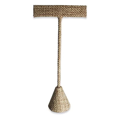 6Pcs Set Earring T Stand Display Set, Jewelry Display Stand for Showroom and Tradeshow Showcase Displays, various materials, 4 1/2 H in; 5 3/4 H in; 6 3/4 H in (Burlap) - color: Burlap