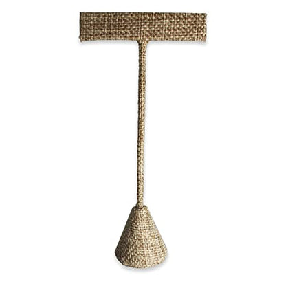 6Pcs Set Earring T Stand Display Set, Jewelry Display Stand for Showroom and Tradeshow Showcase Displays, various materials, 4 1/2 H in; 5 3/4 H in; 6 3/4 H in (Burlap) - color: Burlap