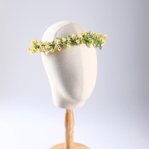 Yellow Flower Crown Headpiece - Yellow Babys Breath Flower Headband Sweet Handmade Floral Headpiece for Festival Party Vacation Cosplay Photography Props - color: Yellow