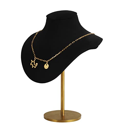 Necklace holder bust for girls, Velvet hanging jewelry organizer, Small necklace mannequin, Metal necklace display stands for selling【Black】 - color: Black, size: Small