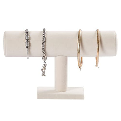 Pangkeep Bracelet Holder,Bracelet Organizer Display Stand,Velvet T-bar Jewelry Display Stand for Selling (Beige)