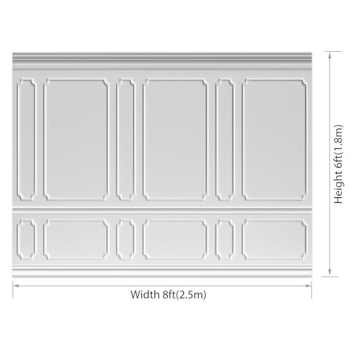 AOFOTO 8x6ft Room Photo Backdrop White Living Room French Classic Frame Wall Photography Background Office Video Conference Meeting Background Adult Children Portrait Photoshoot Backdrop - color: white, size: 8x6ft