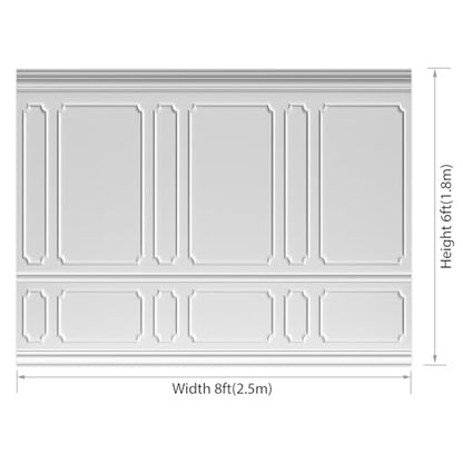 AOFOTO 8x6ft Room Photo Backdrop White Living Room French Classic Frame Wall Photography Background Office Video Conference Meeting Background Adult Children Portrait Photoshoot Backdrop - color: white, size: 8x6ft