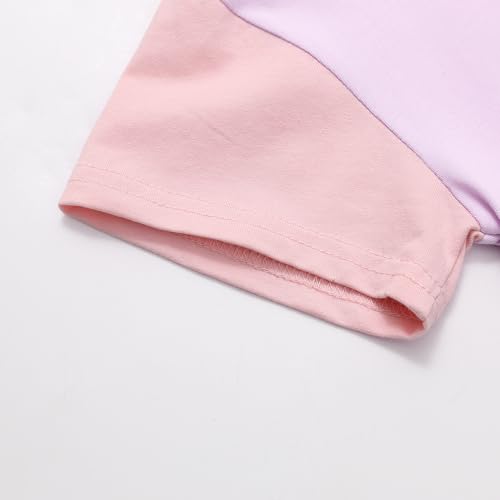 Bafeicao Baby Boy Girl Bubble Romper Color Block Short Sleeve T Shirt Newborn Summer Bodysuit - color: Violet, size: 3-6 Months
