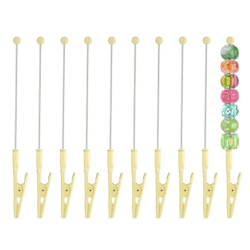 PATIKIL Long-Tailed Alligator Clamp, 10 Pcs 5.3 Inch/135mm Metal Wire Alligator Clamp Beadable Alligator Photo Clips for Picture Note Menu Memo DIY Decor Crafts, Yellow - color: Yellow