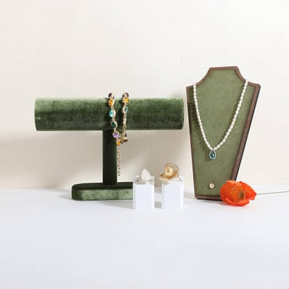 Bracelet T Bar Display for Selling, Wahtch Stand Jewelry Display, Velvet Bangle Holder Organizer【Green】 - color: Green