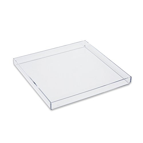 Clear Acrylic Organizer Tray, 10 x 10 Low-Profile Display & Vanity Tray – BPA-Free, Bathroom, Desk, Decor & Serving (Dry Use Only) - Made in USA - size: 10" x 10" x 1"