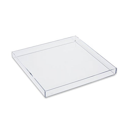 Clear Acrylic Organizer Tray, 10 x 10 Low-Profile Display & Vanity Tray – BPA-Free, Bathroom, Desk, Decor & Serving (Dry Use Only) - Made in USA - size: 10" x 10" x 1"