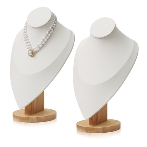 Necklace Display Stand Bamboo Jewelry Bust Display Stands Necklace Bust for Selling for Vendors (White, 9.2 * 6.1 Inch) - color: White, size: 9.2 *6.1 Inch
